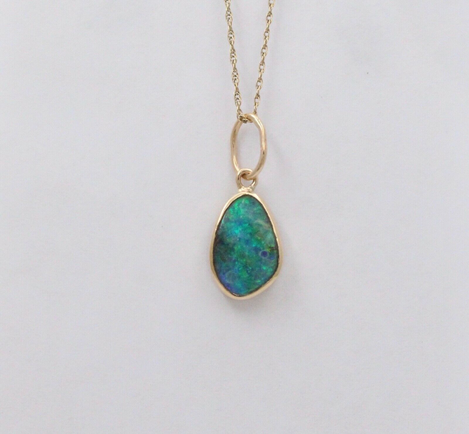 Vintage Black Boulder Opal 18K Yellow Gold Pendant