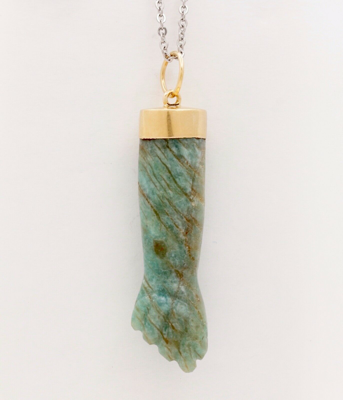 Vintage Jade 18K Yellow Gold Figa Pendant Charm