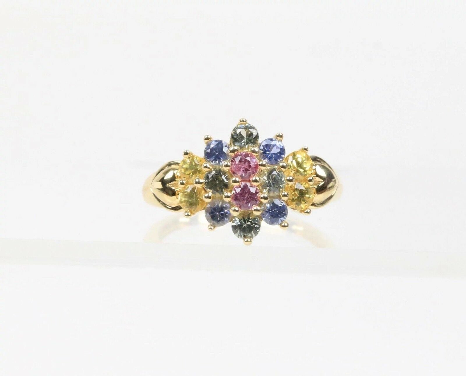 Vintage 14K Yellow Gold Multi-Colored Sapphire Ring