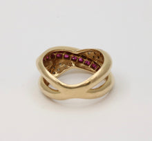 Load image into Gallery viewer, Vintage 14K Gold Ruby and Diamond Bypass Ring Band
