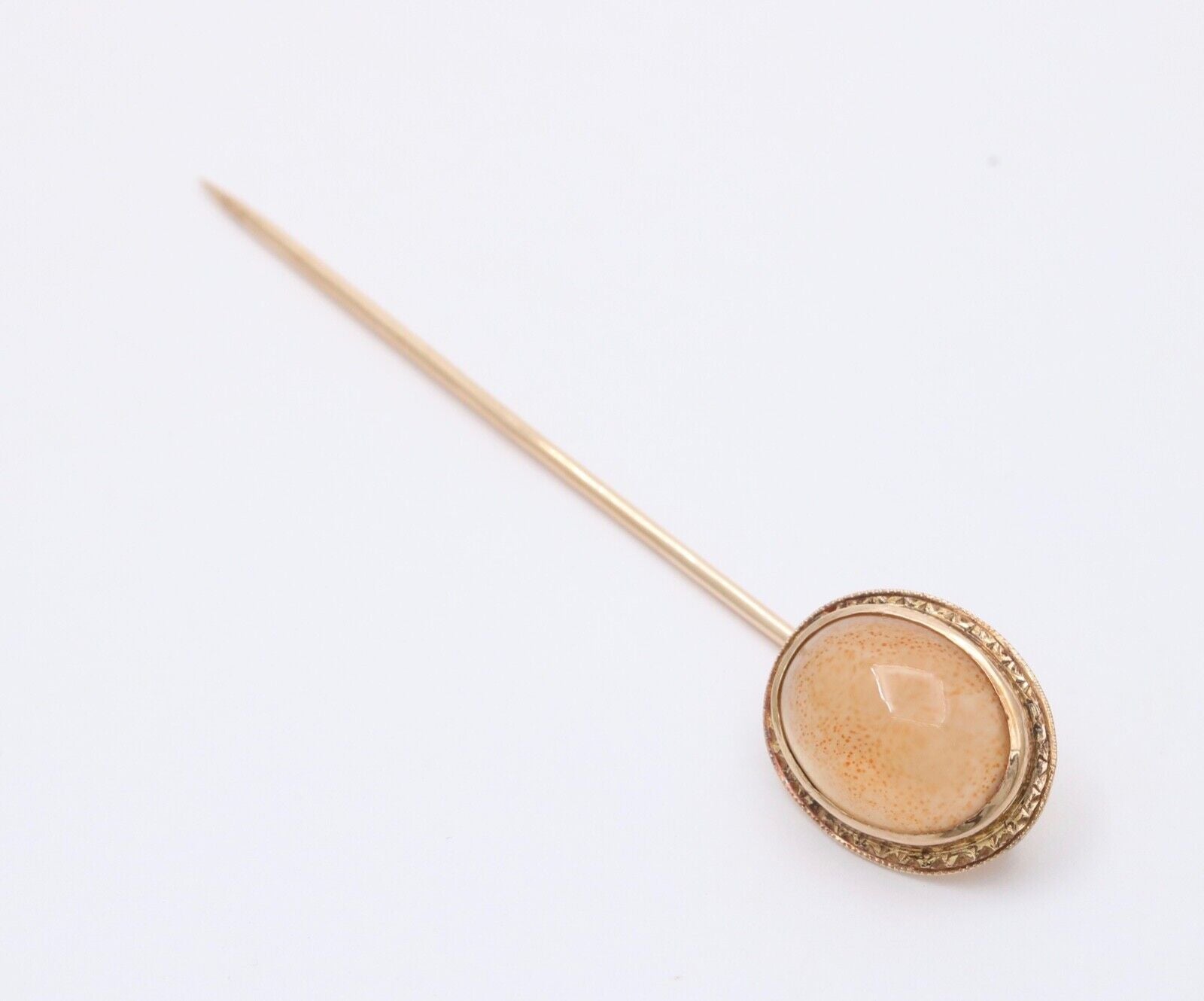 Antique 14K Yellow Gold Agate Stick Pin
