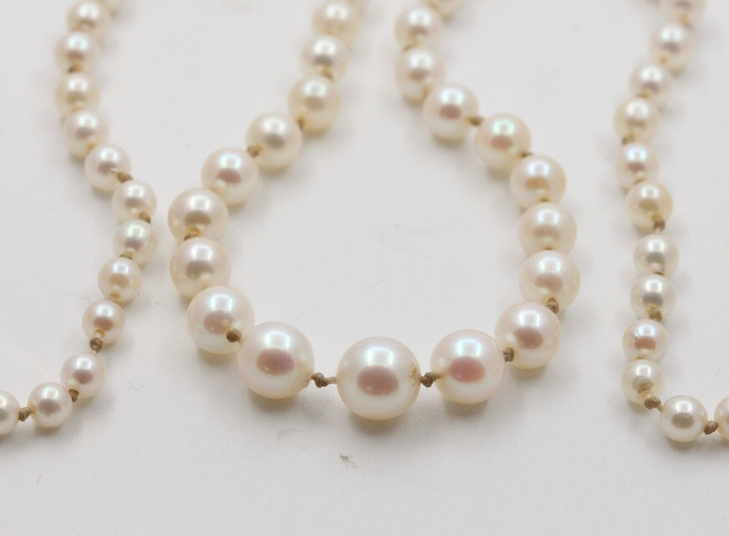 Vintage Akoya Pearls 14K White Gold Catch Necklace