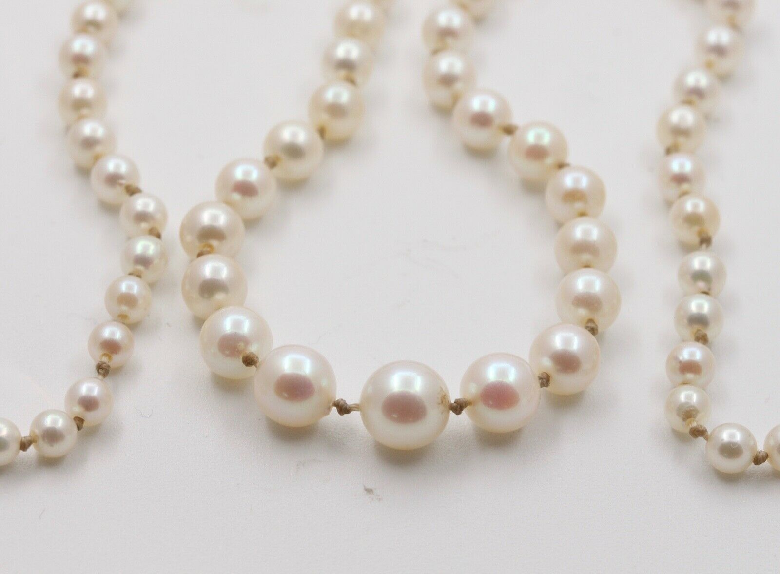 Vintage Akoya Pearls 14K White Gold Catch Necklace