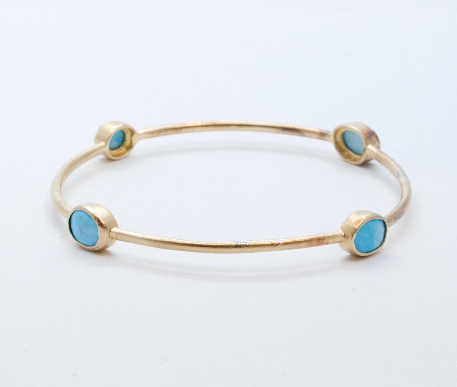 Vintage Ladies Turquoise 925 Gold Vermeil Bangle Bracelet