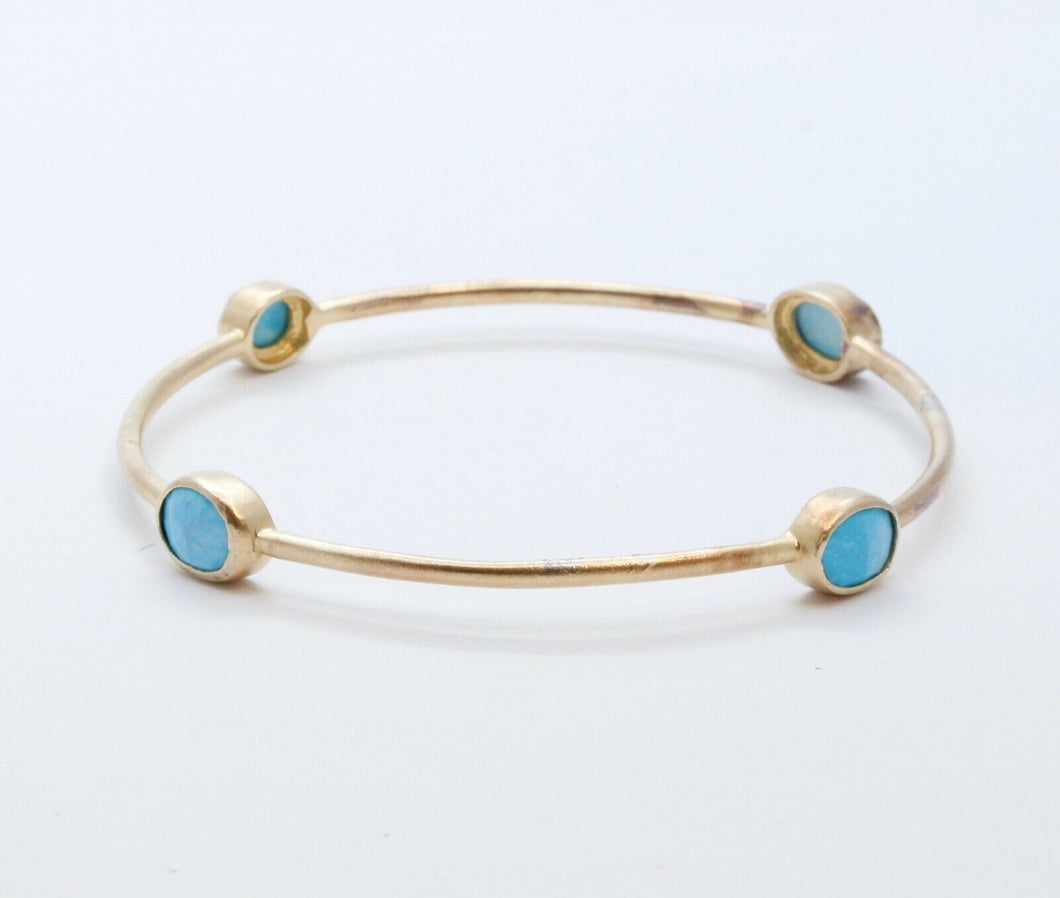 Vintage Ladies Turquoise 925 Gold Vermeil Bangle Bracelet