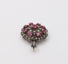 Load image into Gallery viewer, Victorian Rubies Diamonds 14K Rose Gold Silver Pendant
