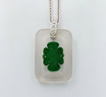 Vintage Jade Crystal Diamonds 18K White Gold Pendant