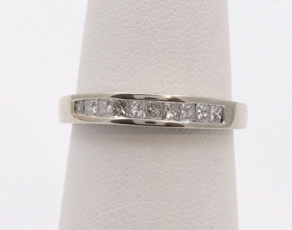 Vintage Ladies Diamonds 14K White Gold Wedding Band Stacking