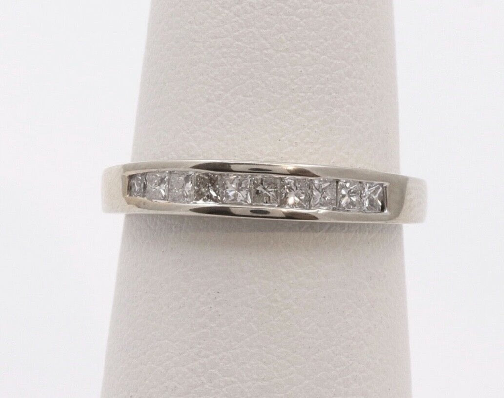 Vintage Ladies Diamonds 14K White Gold Wedding Band Stacking
