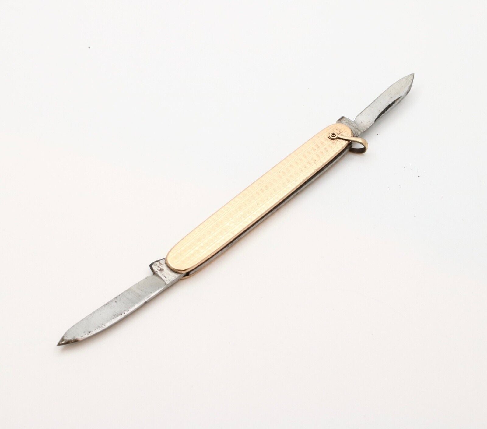 Vintage 12K Yellow Gold & Stainless steel Knife Pendant