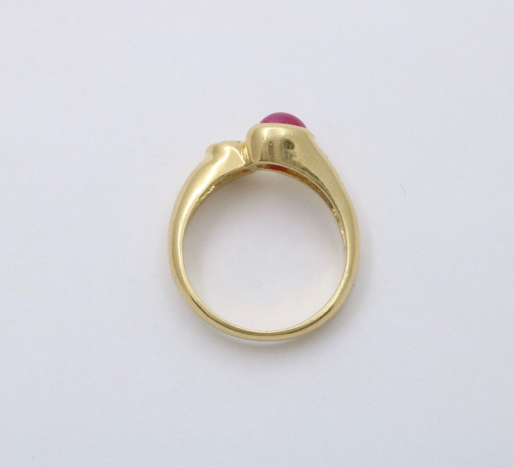 Vintage Bypass 18K Yellow Gold Ruby Diamond Ring