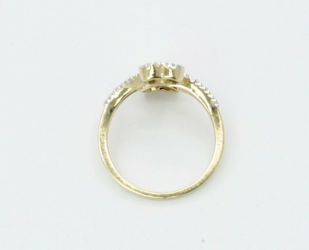 Vintage 10K Double Heart Diamond Ring