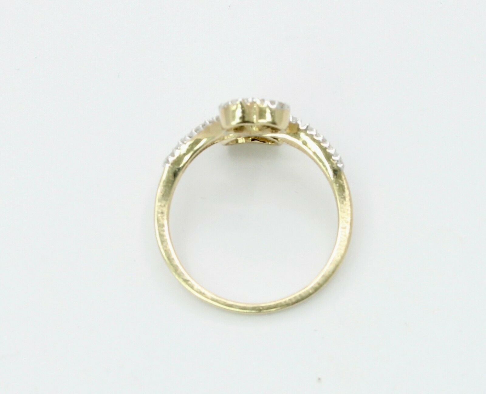 Vintage 10K Double Heart Diamond Ring