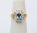 Topaz Diamonds 18K Yellow White Gold Halo Ring