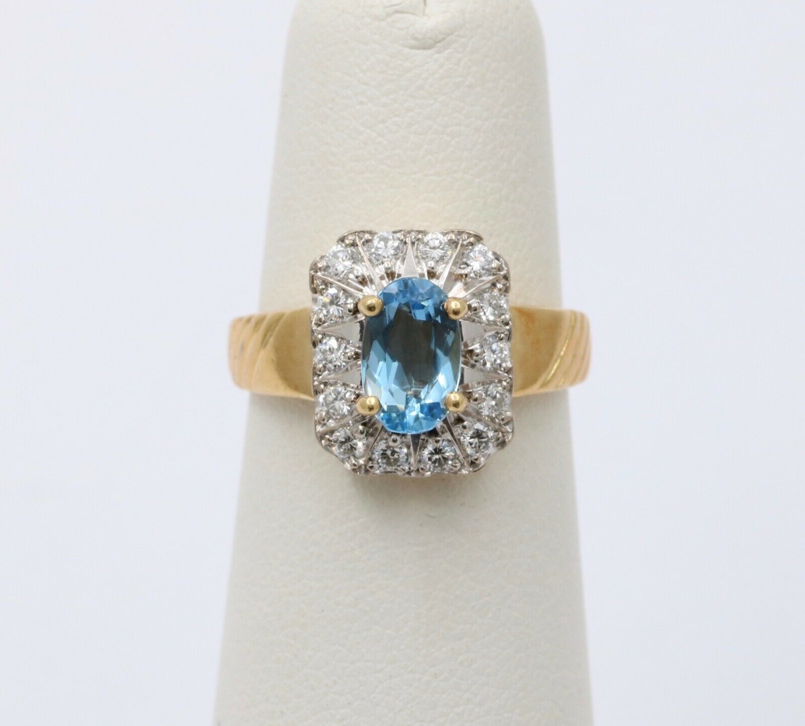 Topaz Diamonds 18K Yellow White Gold Halo Ring