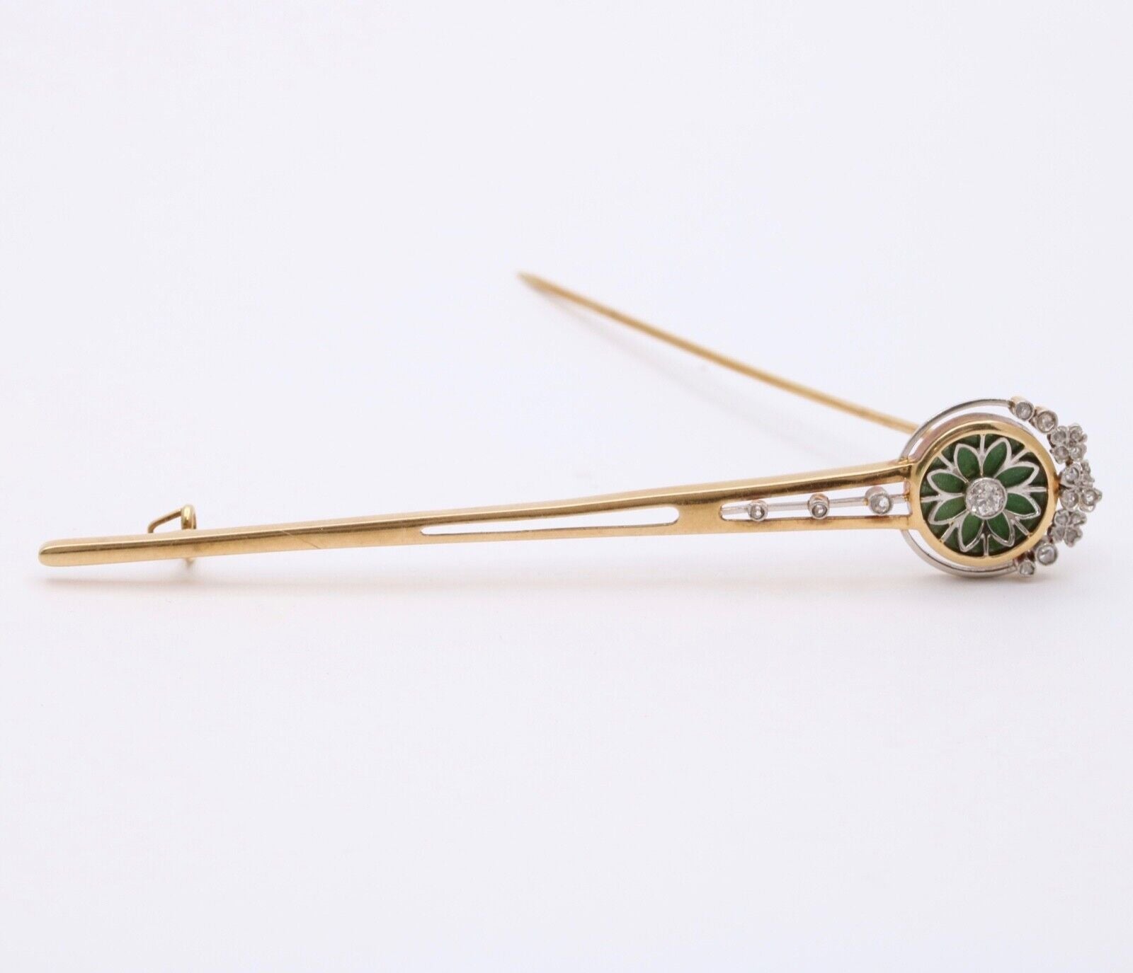 Incredible Victorian Old Euro Rose Cut Cloth 14K YG WG Brooch Pin