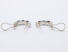 Load image into Gallery viewer, Vintage Blue Sapphire Diamonds 14K White Gold Earrings
