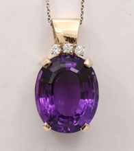 Load image into Gallery viewer, Vintage 14k Gold Amethyst Diamond Pendant.
