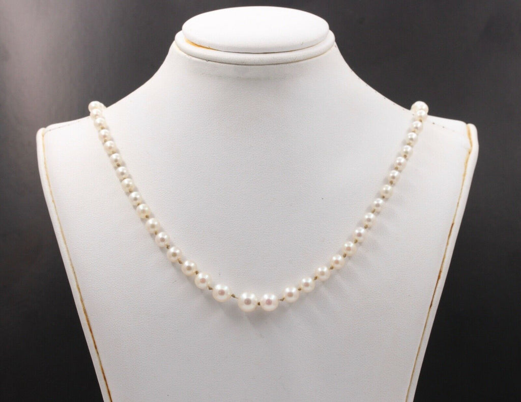 Vintage Akoya Pearls 14K White Gold Catch Necklace