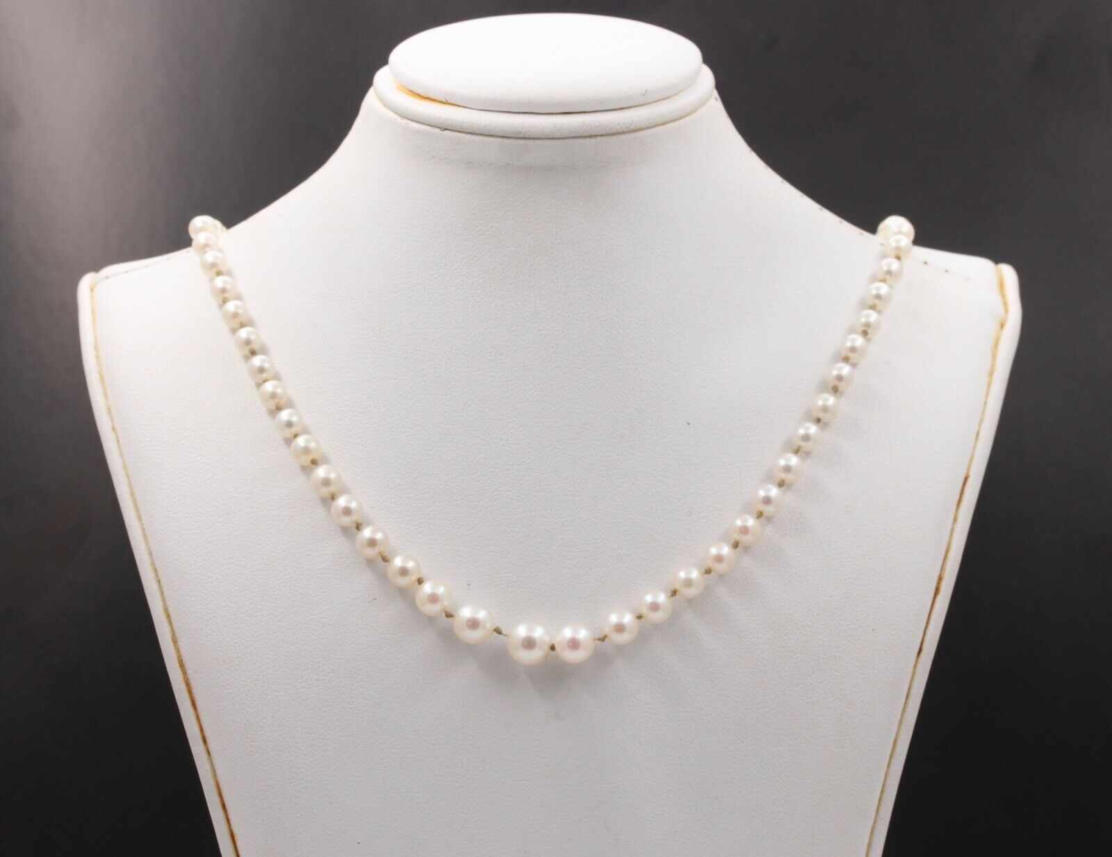 Vintage Akoya Pearls 14K White Gold Catch Necklace