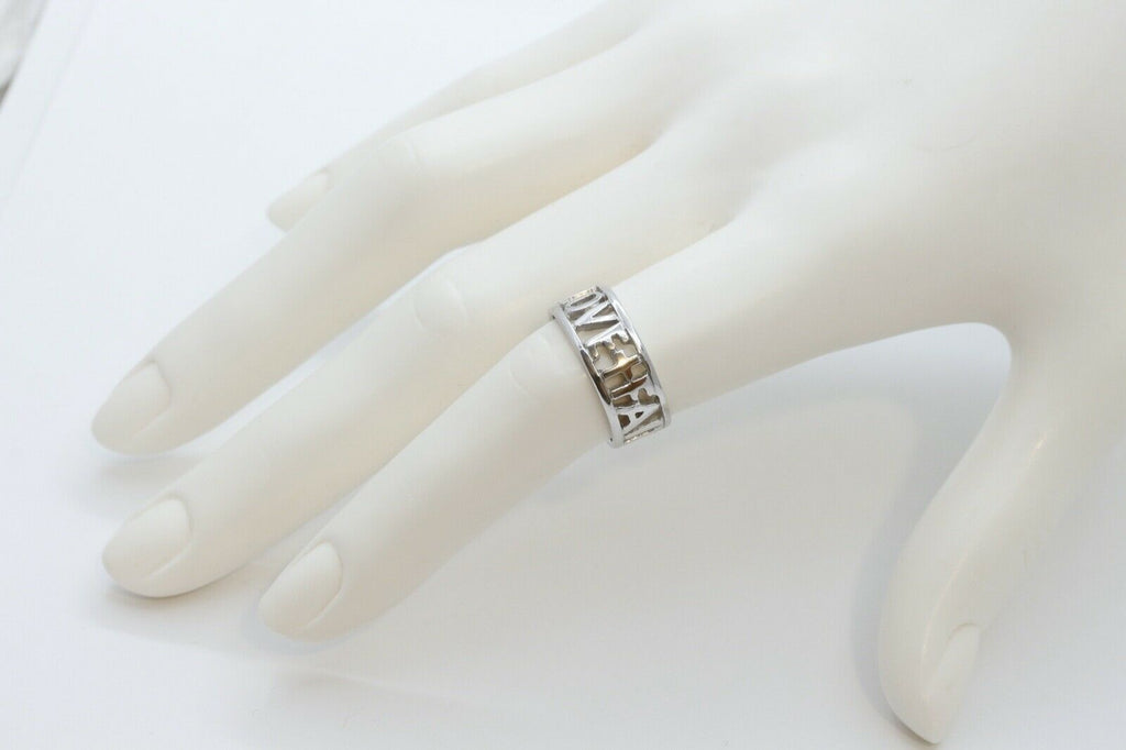 Vintage Love Hope Faith 14K White Gold Ring