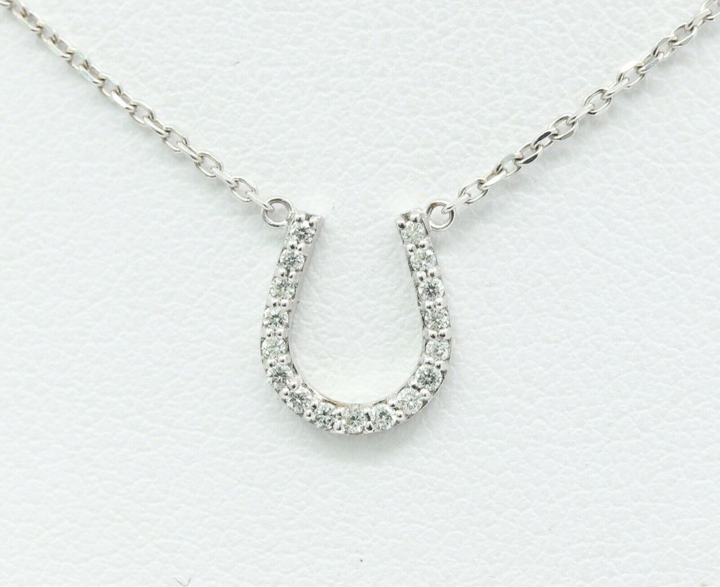 Lucky Horseshoe 18K White Gold Diamonds Necklace Pendant