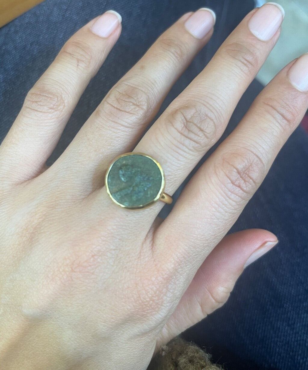 Vintage 18K Yellow Gold Ancient Coin Ring.