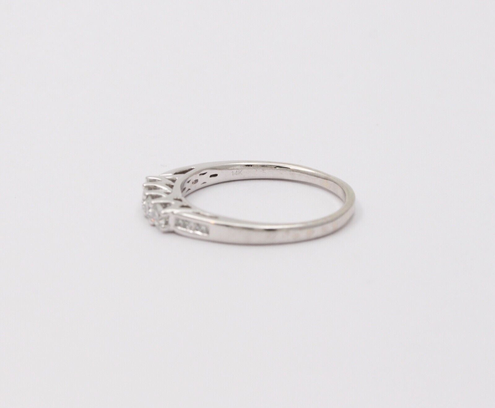 Classic Tolkowsky Diamond 14K White Gold Ring Band, Wedding Band.