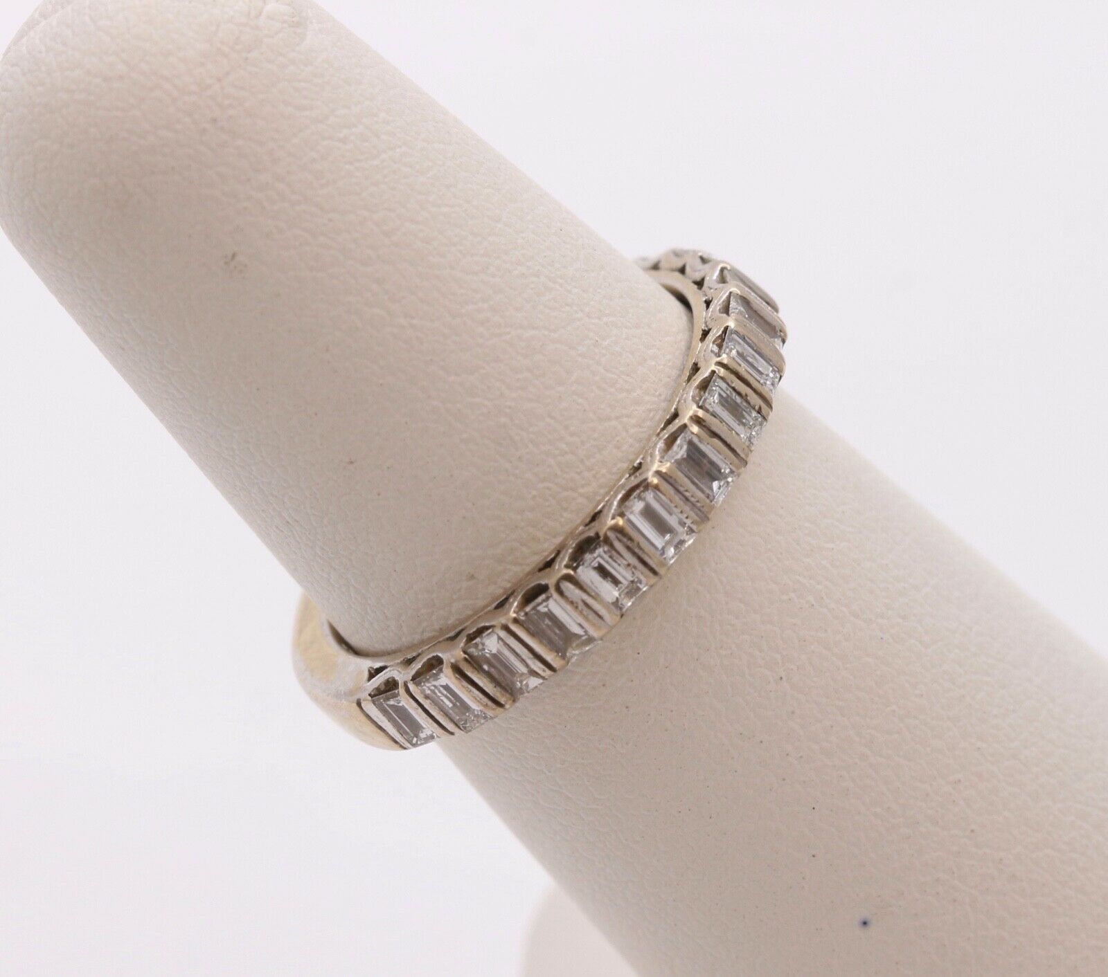 Vintage Ladies Diamonds 14K White Gold Wedding Band Stacking Ring