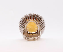 Load image into Gallery viewer, Vintage Statement Ring with Citrine Diamonds 14K White Gold
