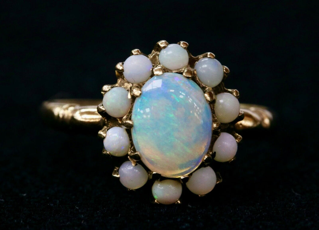 Late Victorian Australian Opal Floral Gold Ring