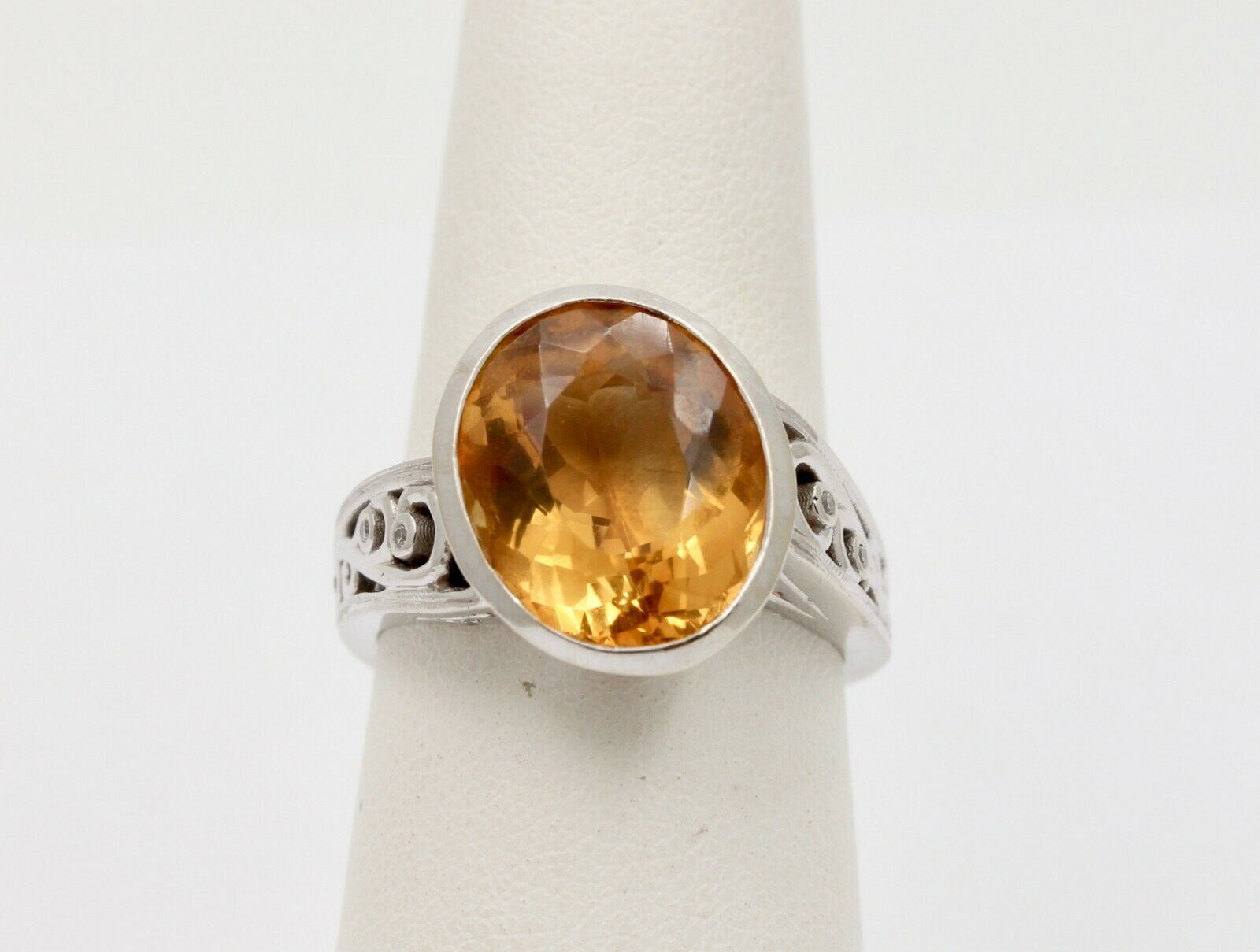 Vintage 14K Chunky Large Citrine Statement Ring