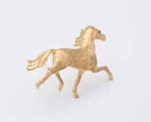 Load image into Gallery viewer, Vintage 14K Yellow Gold Sapphire Riding Horse Brooch
