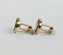 Load image into Gallery viewer, Pietra Dura Vintage 14K Yellow Gold Scarab Cufflinks
