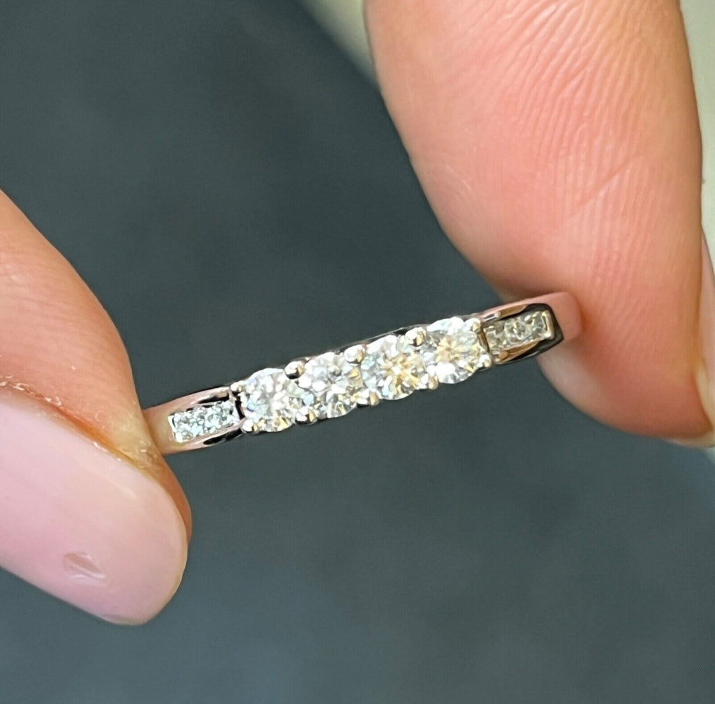 Classic Tolkowsky Diamond 14K White Gold Ring Band, Wedding Band.