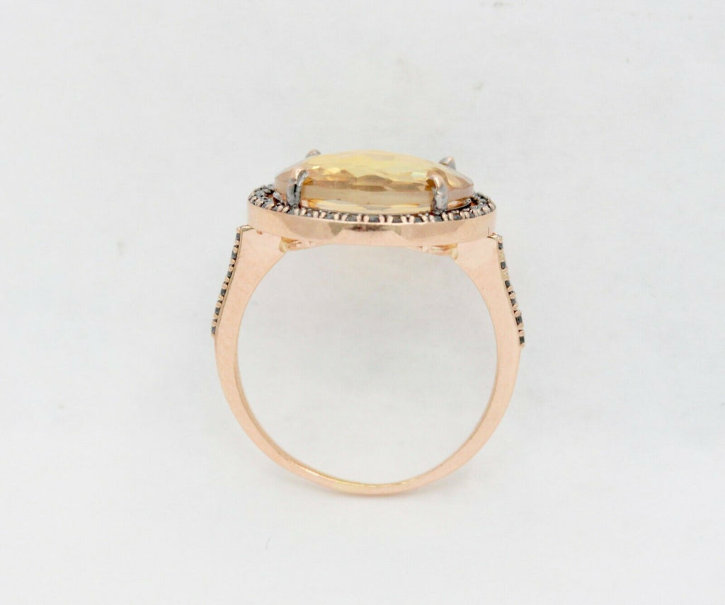 Vintage 14K Rose Gold Rose Citrine Sapphire Ring