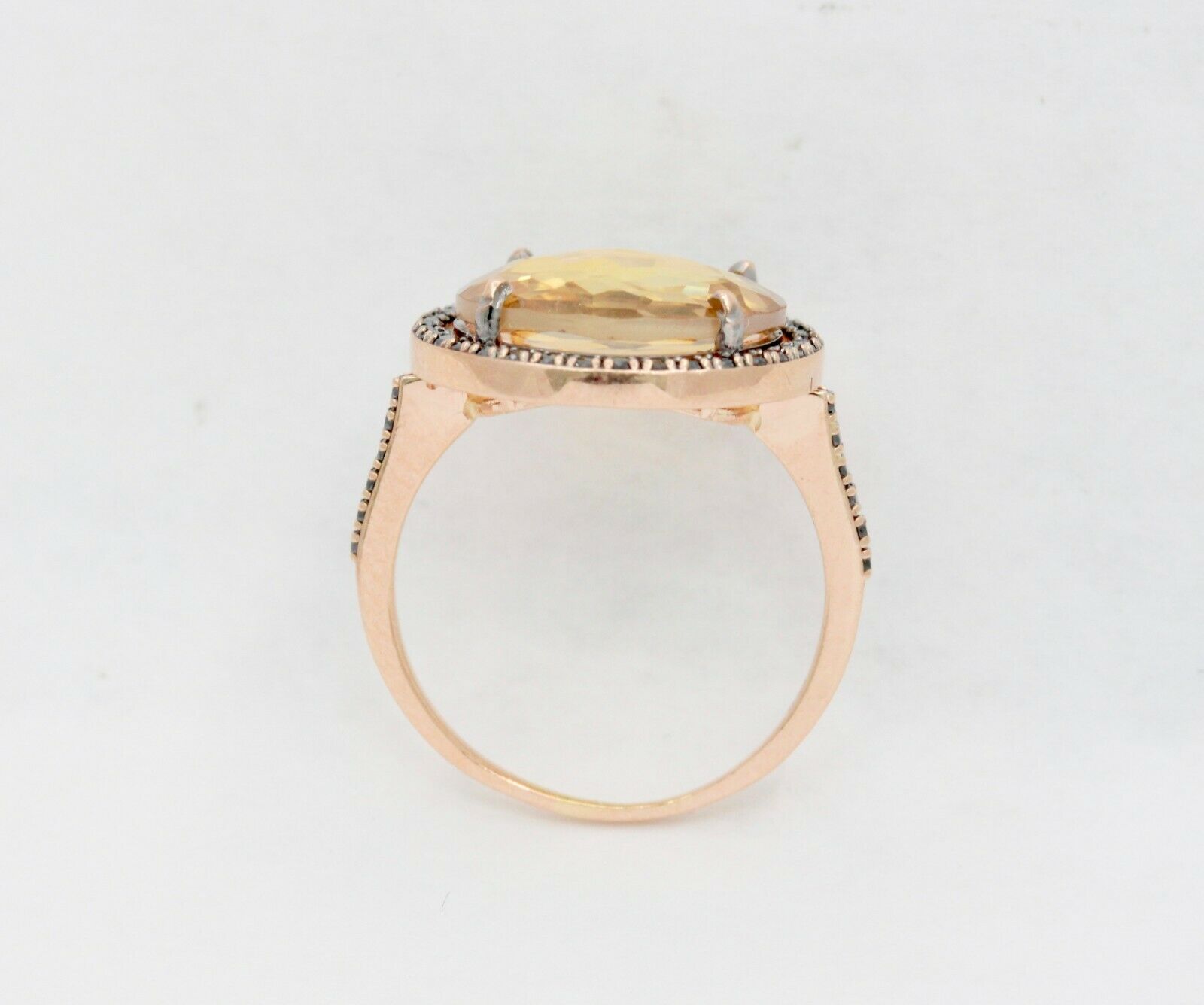 Vintage 14K Rose Gold Rose Citrine Sapphire Ring