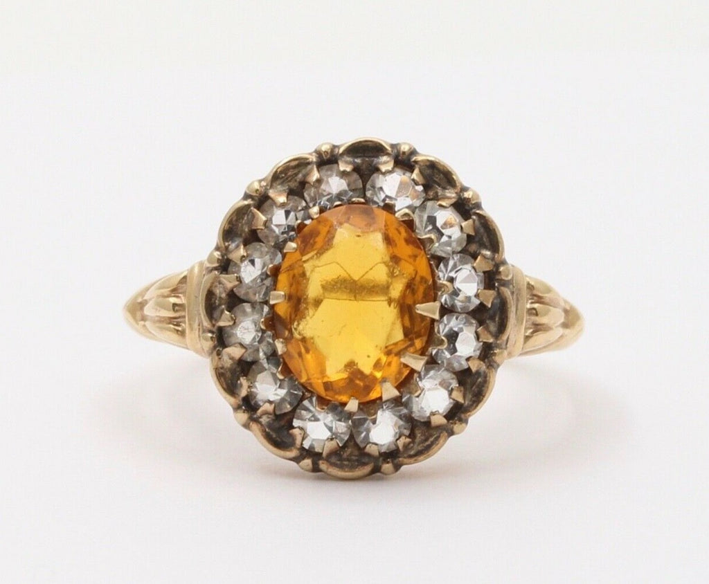 Victorian Citrine and Paste 14K Yellow Gold Ring
