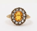 Victorian Citrine and Paste 14K Yellow Gold Ring