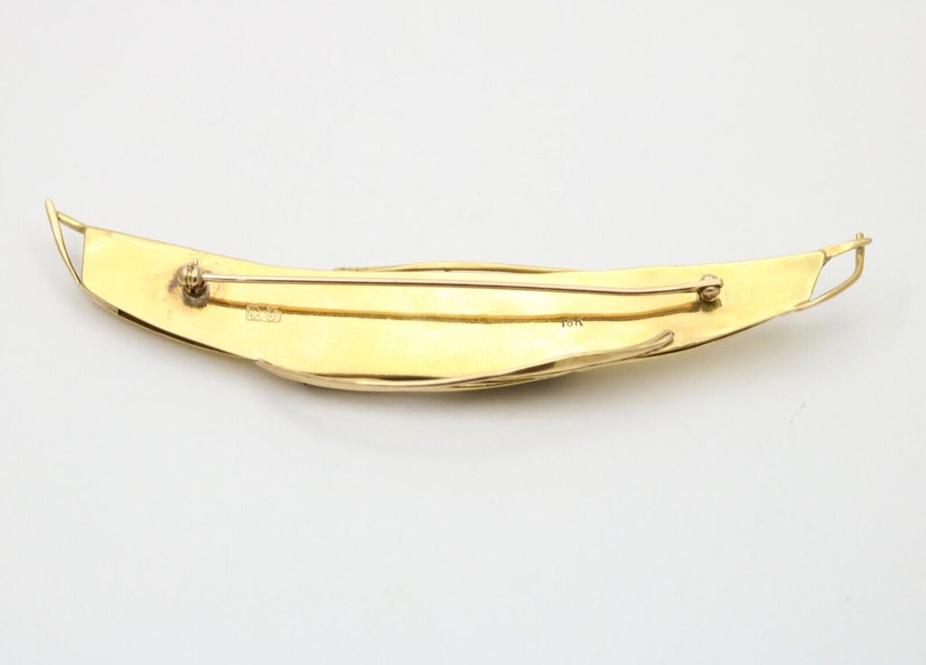 Vintage Japanese 18K Yellow Gold Artistic Abstract Boulder Opal Pendant Brooch.