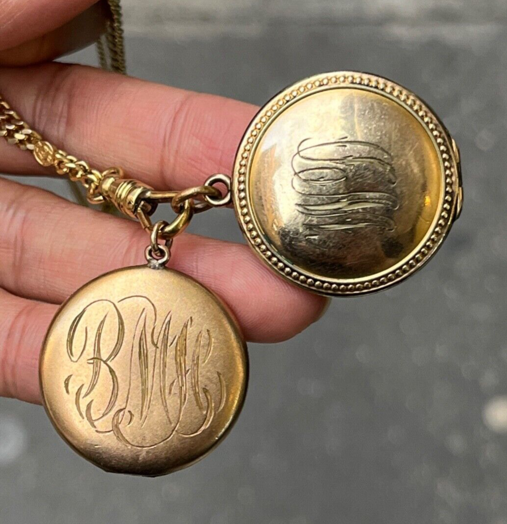 Antique Crescent & Star Gold Filled Locket Pendant