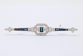 Vintage Art Deco Style 18K White Gold Diamond and Sapphire Bar pin, Brooch