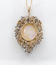 Load image into Gallery viewer, Vintage 14K Yellow Gold Giant Opal Diamond Sapphire Grape Pendent
