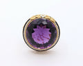Victorian Edwardian Siberian Amethyst Pearls 14K Yellow White Gold Brooch Pin