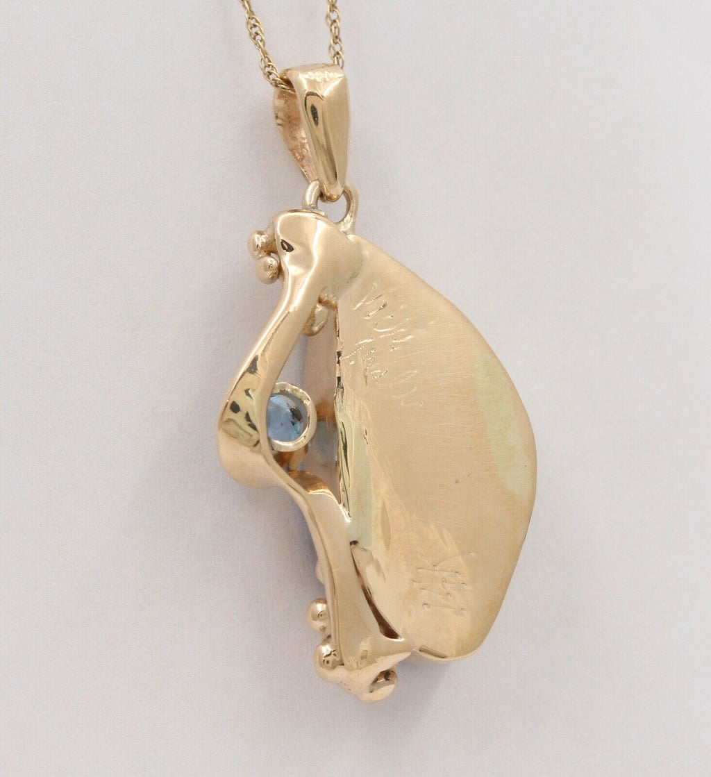 Beautiful Boulder Opal Topaz 14K Yellow Gold Pendant