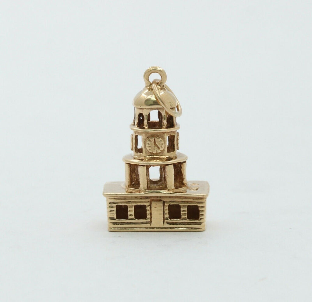 Vintage 10K Yellow Gold Town Clock Charm