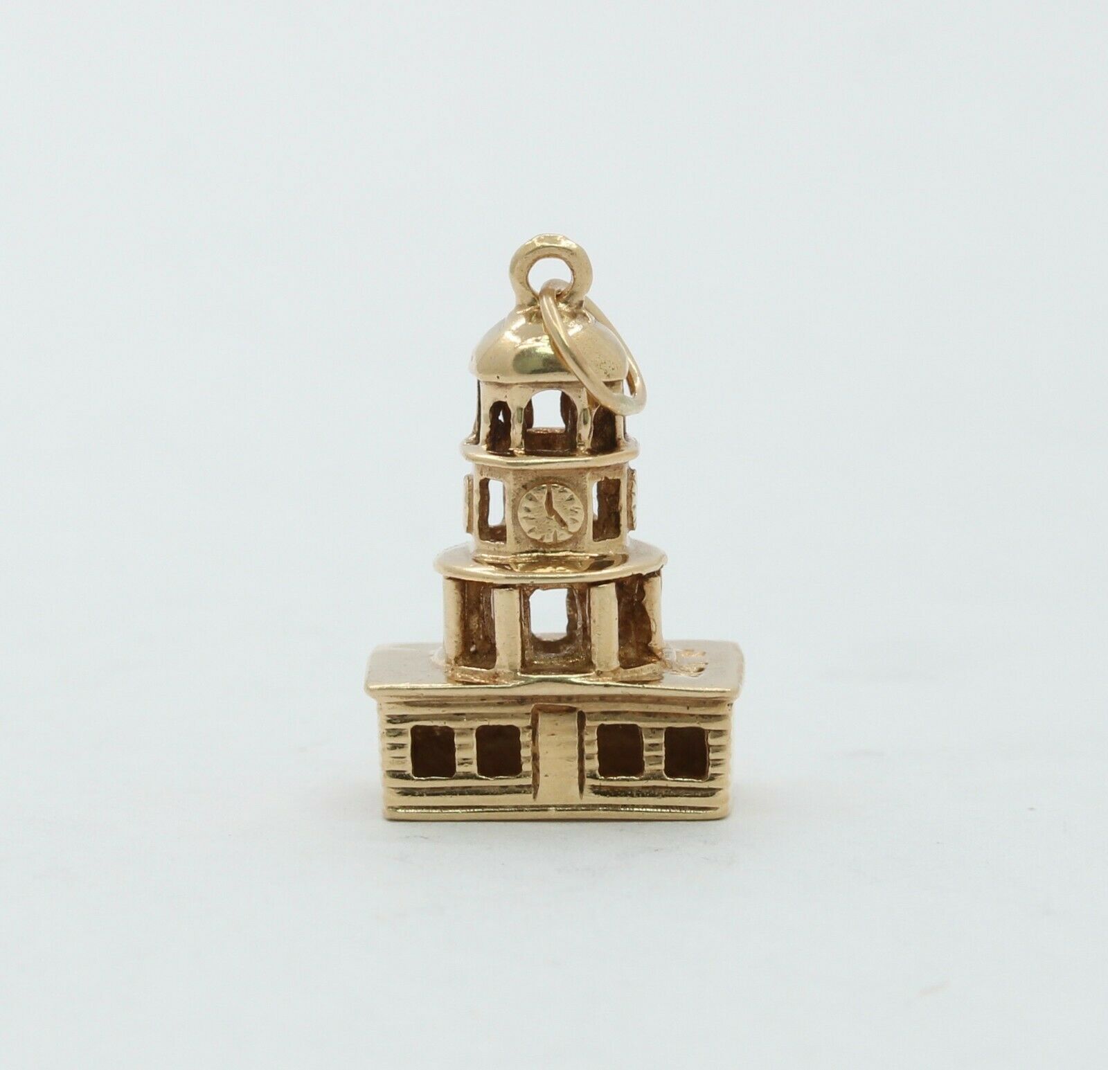 Vintage 10K Yellow Gold Town Clock Charm