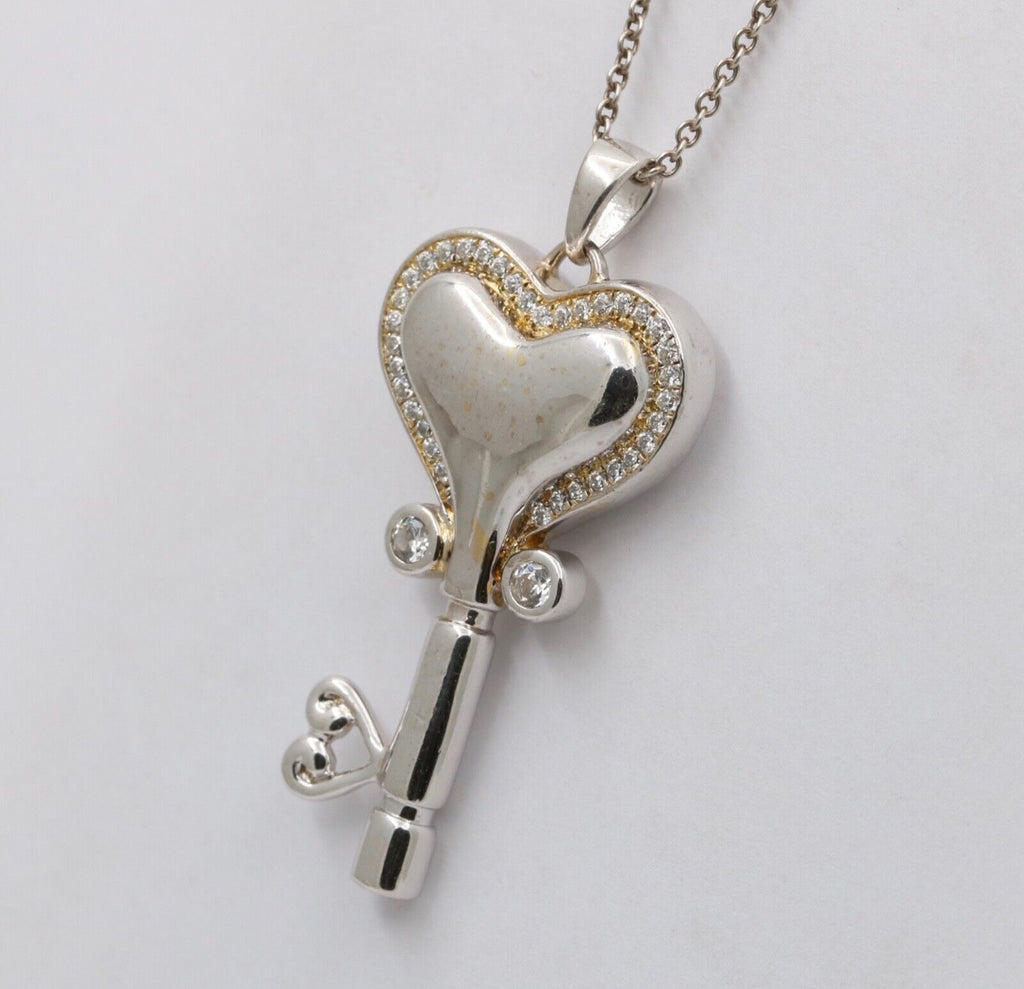 Classic Sterling Silver Open your Heart Key Charm Pendant