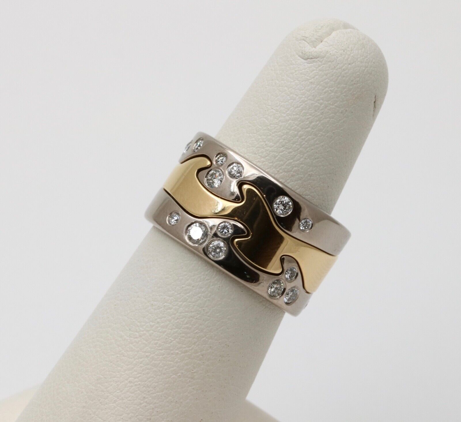 Georg Jensen Fusion 3-Piece 18K Diamonds White Yellow Gold Rings
