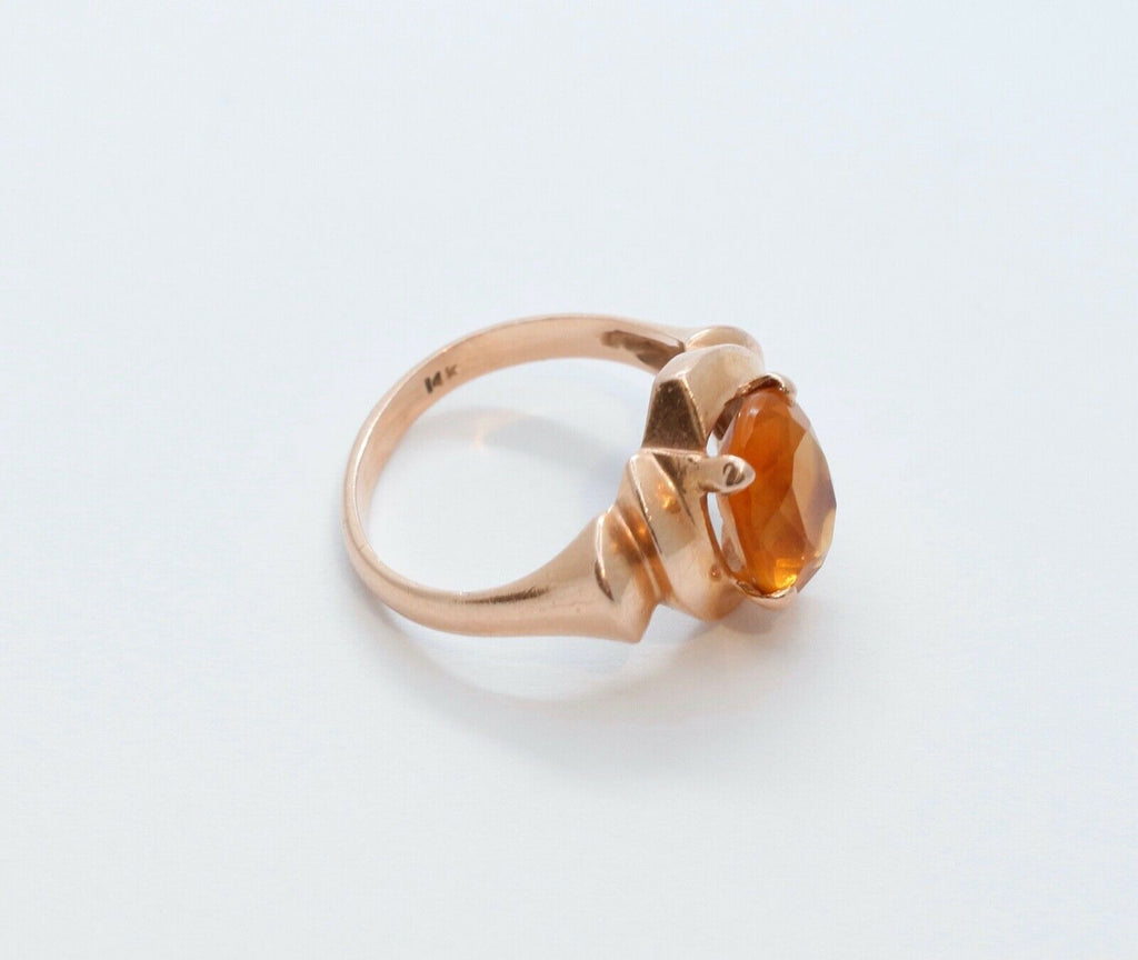 Beautiful Stones on a Vintage Citrine 14K Rose Gold Ring
